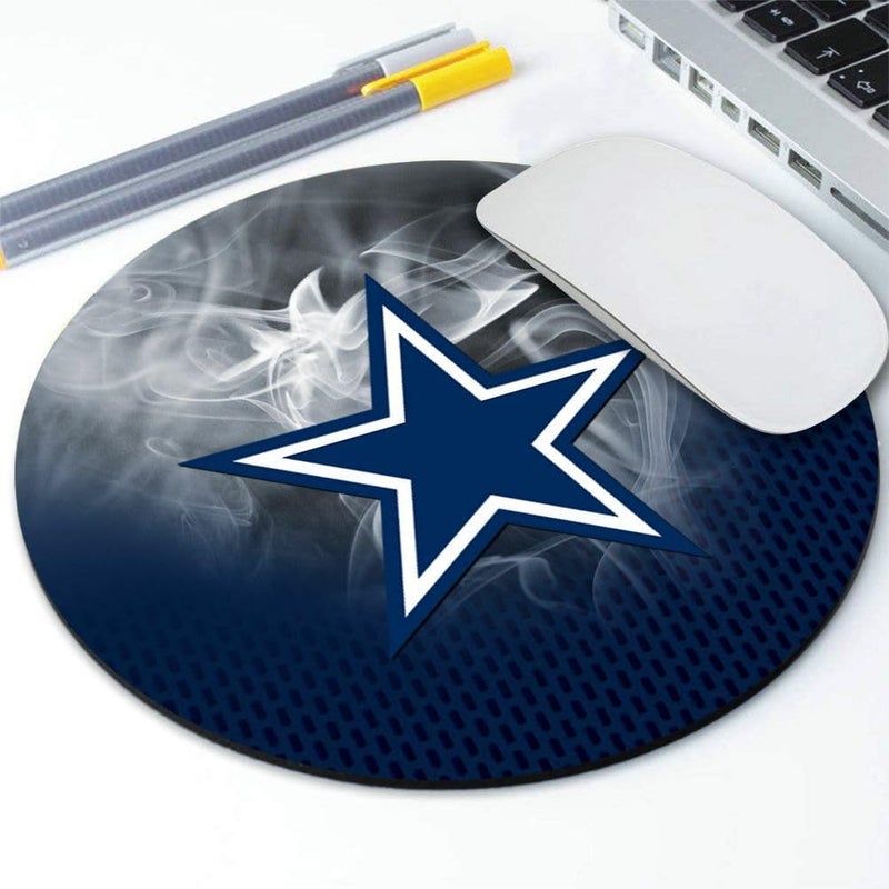 ZYJTEK Sports Round Mouse Pad,Green YellowDesign Non-Slip Rubber Base Mousepad for Computers Laptop Desk,Gaming Mouse Mat for Football Fans - Image 1